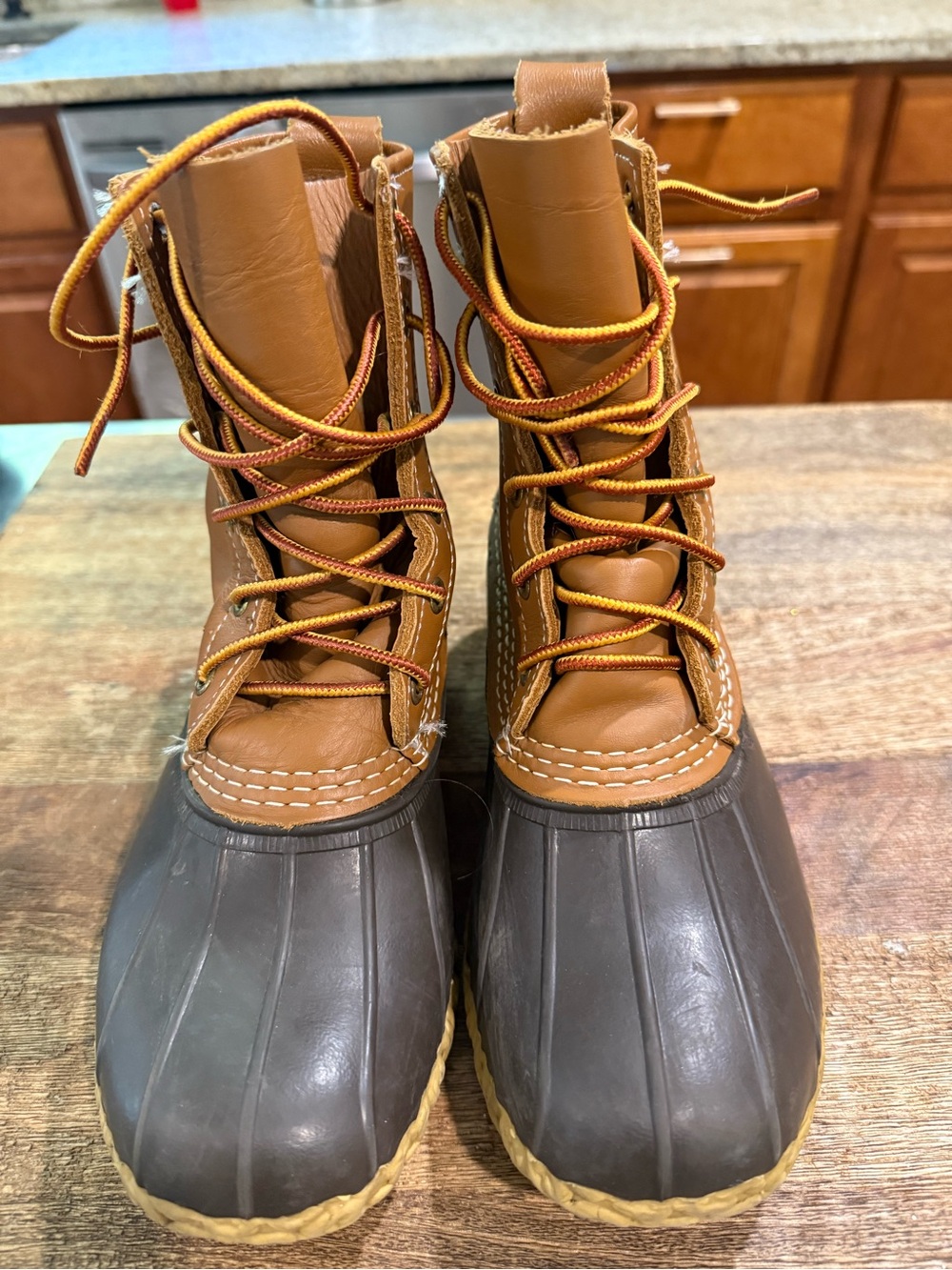 Women's Waterproof Winter Duck Boots - Brown Leather & Dark Rubber - Picture 3 of 10